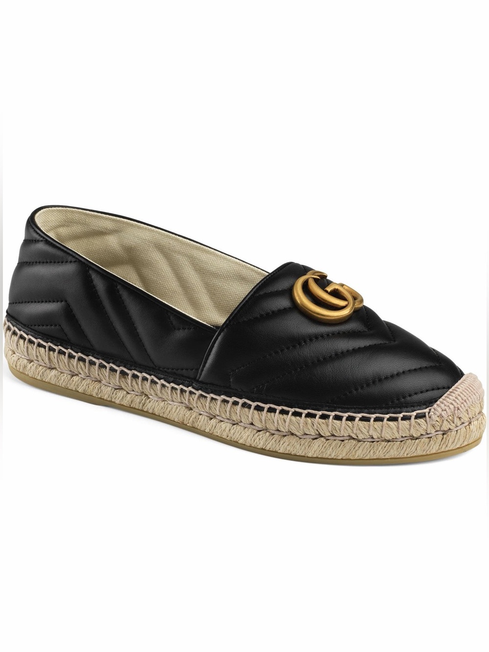 Gucci Pilar GG Matelassé Chevron Flat Espadrille